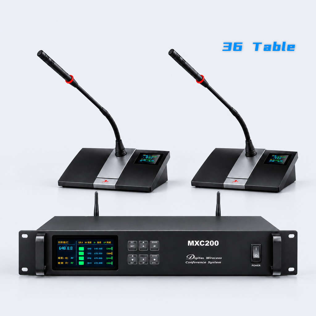 MXC200 High-Performance Digital Wireless Discussion System 36 Gooseneck Microphone Units Chairman 35 Delegate Mic Kits for Large Meetings